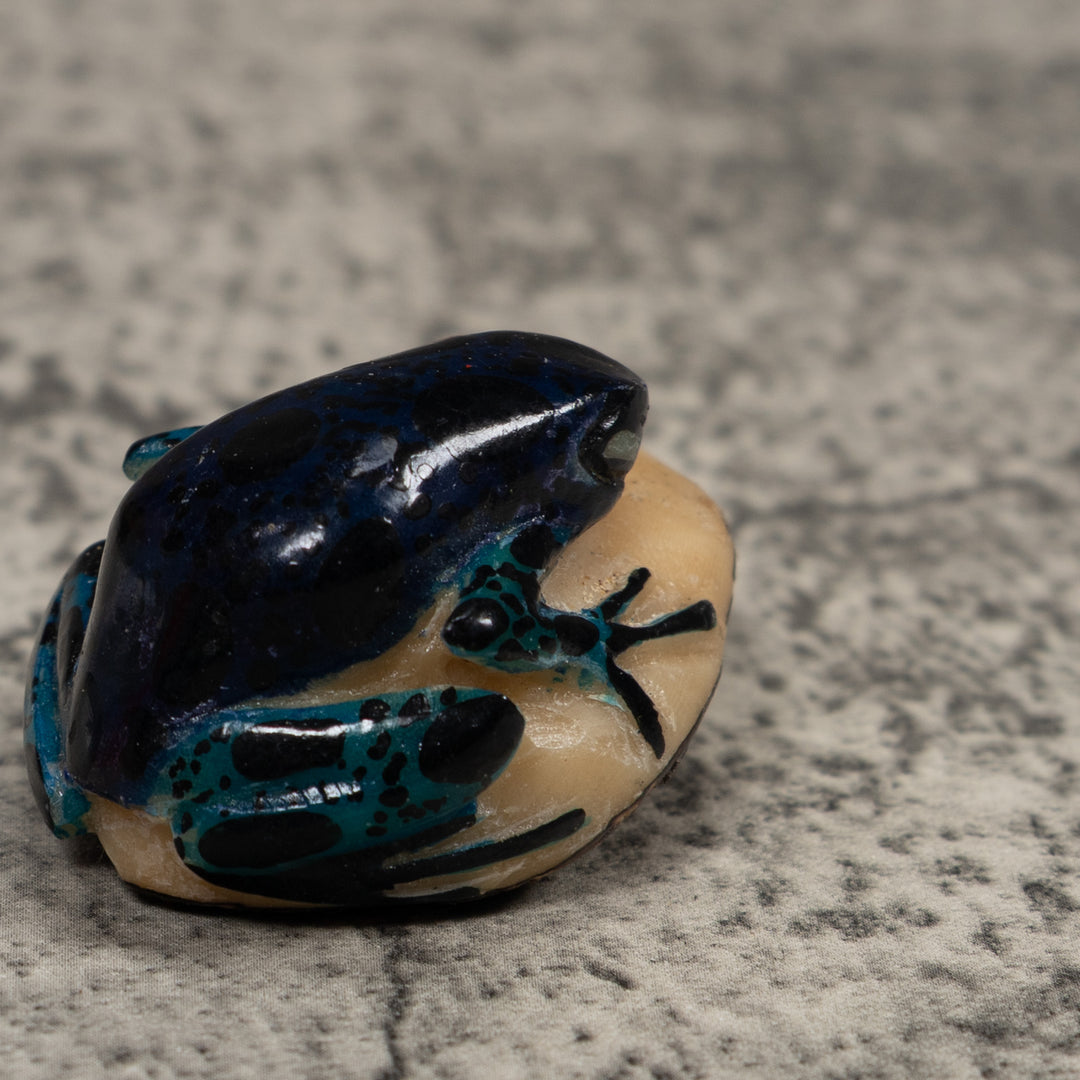 Vintage Black And Green Poison Dart Frog Tagua Carving