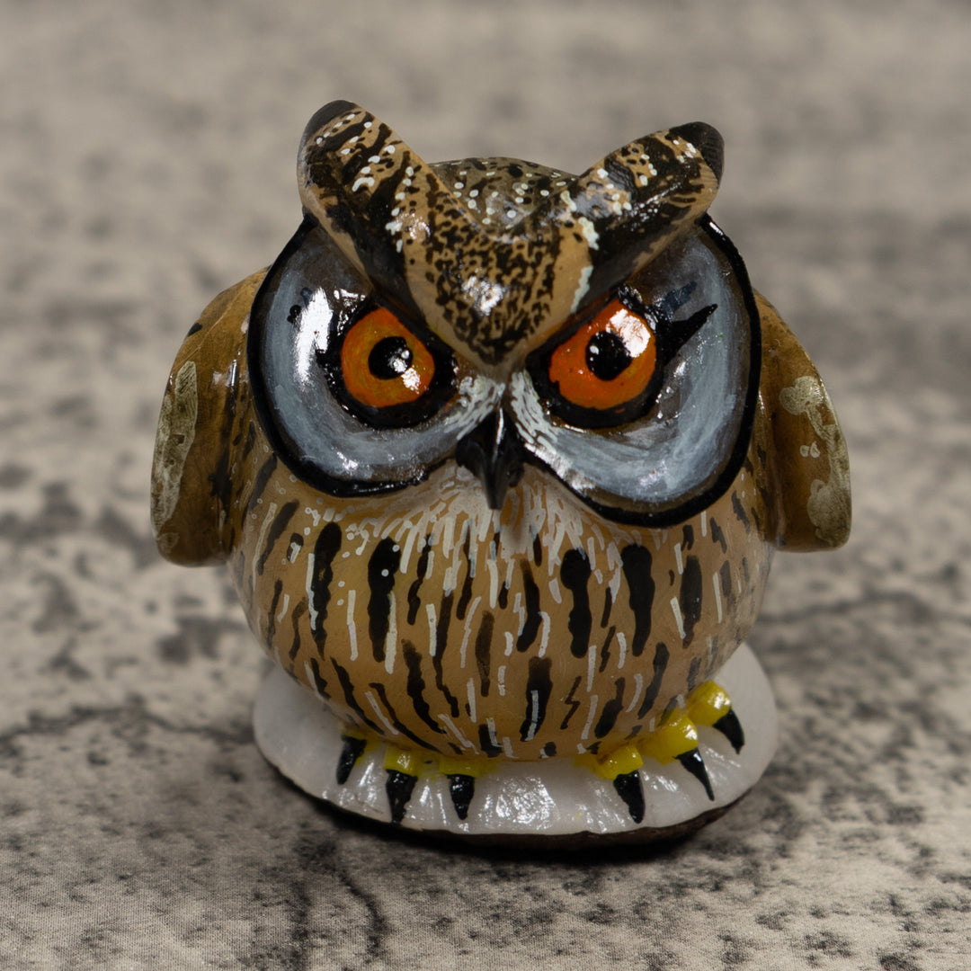 Hoot Owl Bird Tagua Carving