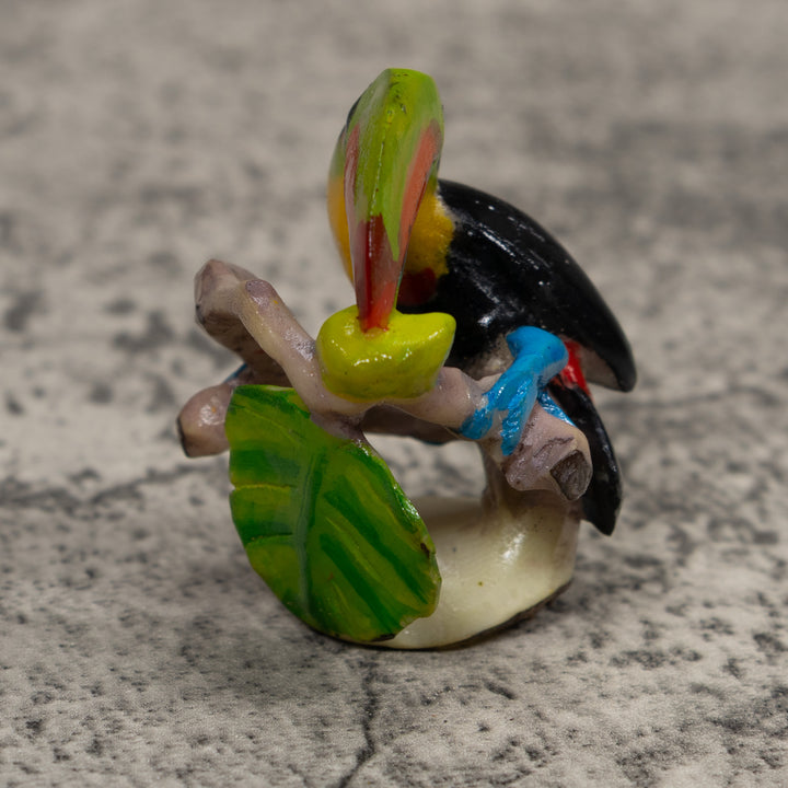 Vintage Red Green Black And Yellow Toucan Parrot Tagua Carving