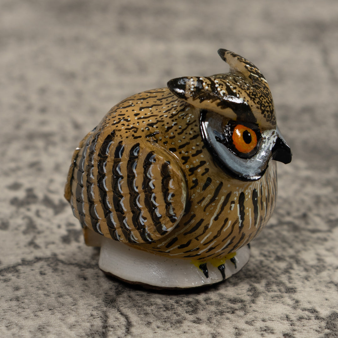 Hoot Owl Bird Tagua Carving