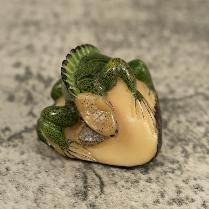 Green Iguana Lizard Tagua Carving