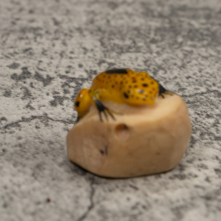 Vintage Gold spotted Frog Tagua Carving