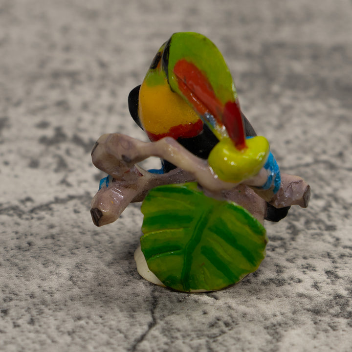 Vintage Red Green Black And Yellow Toucan Parrot Tagua Carving