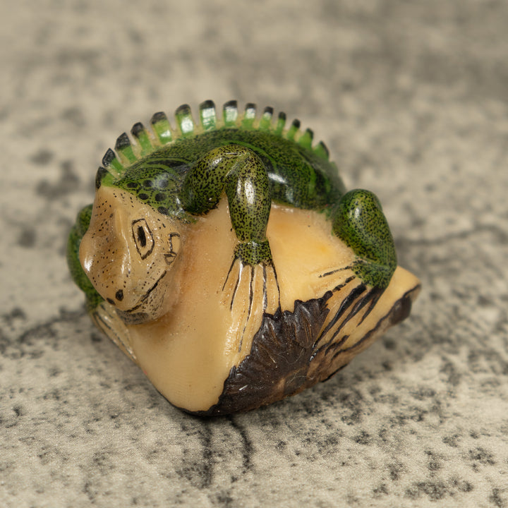 Green Iguana Lizard Tagua Carving