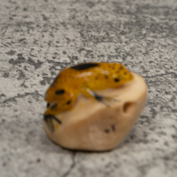 Vintage Gold spotted Frog Tagua Carving
