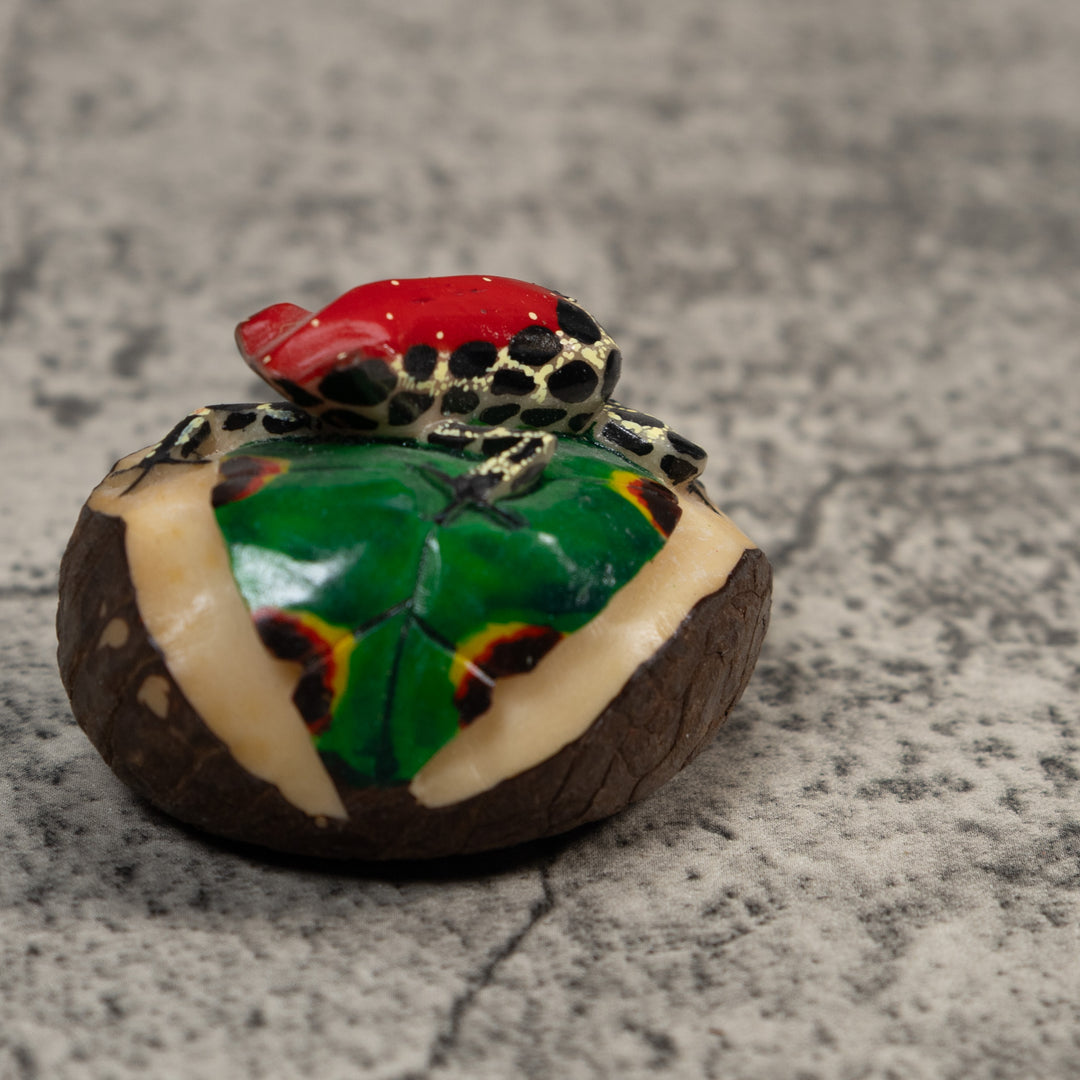 Red Black And Yellow Poison Dart Frog Tagua Carving