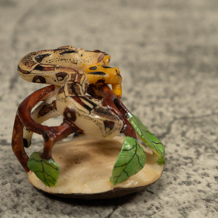 Snake And Golden Frog Tagua Carving