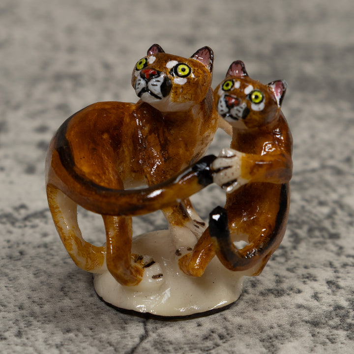 Double Mountain Lion Puma Tagua Carving