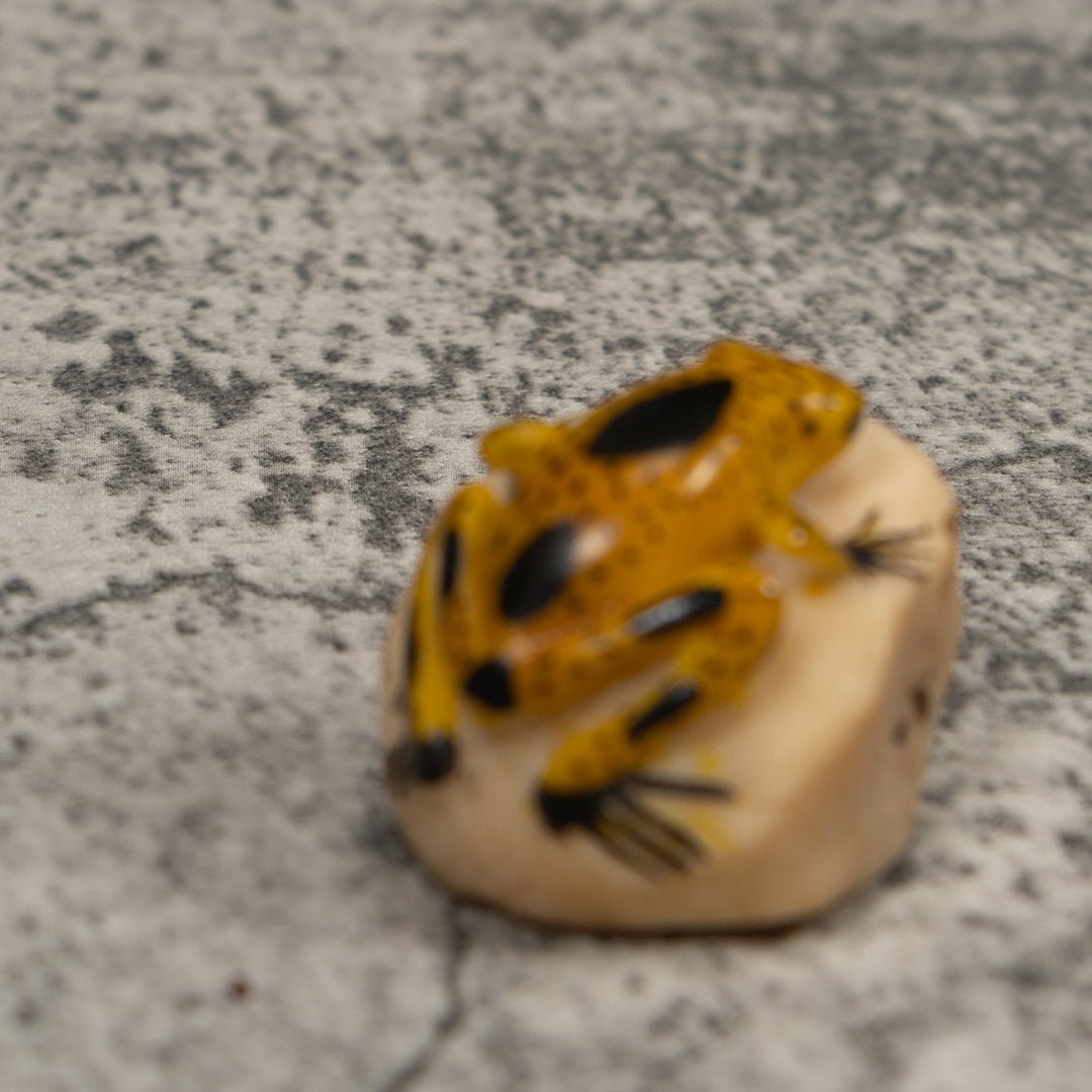 Vintage Gold spotted Frog Tagua Carving
