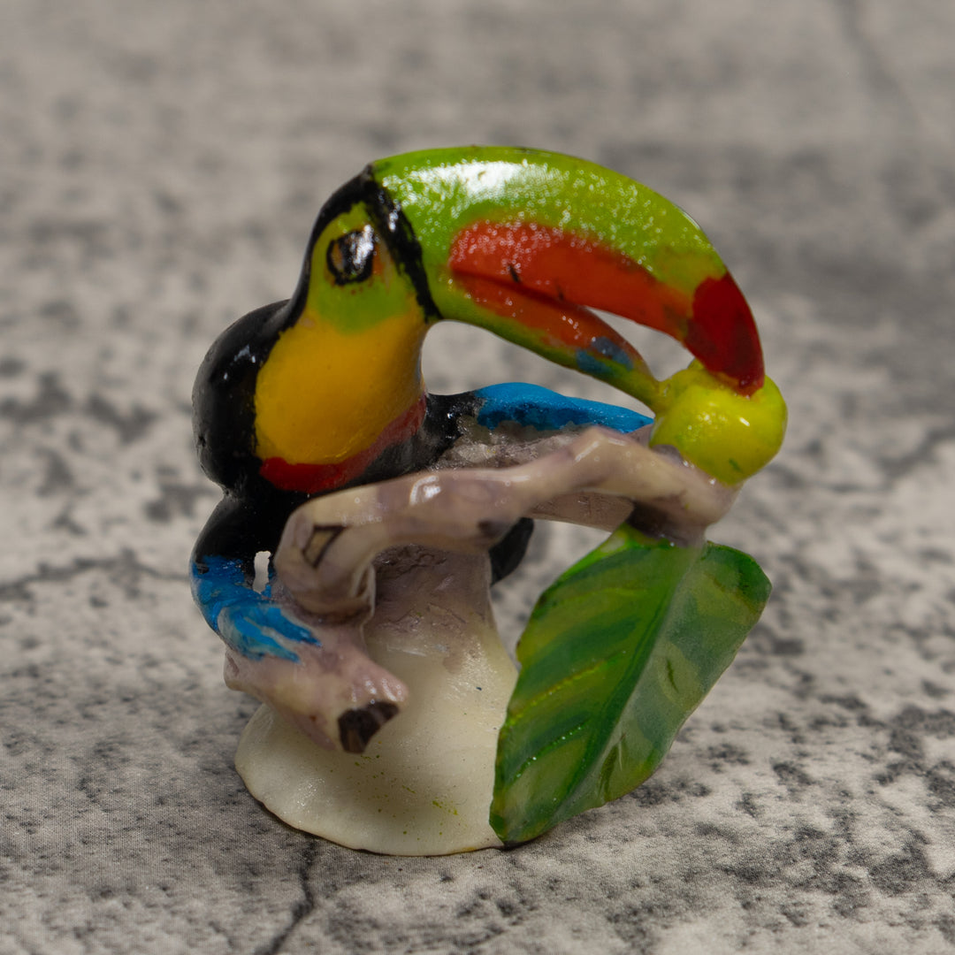 Vintage Red Green Black And Yellow Toucan Parrot Tagua Carving
