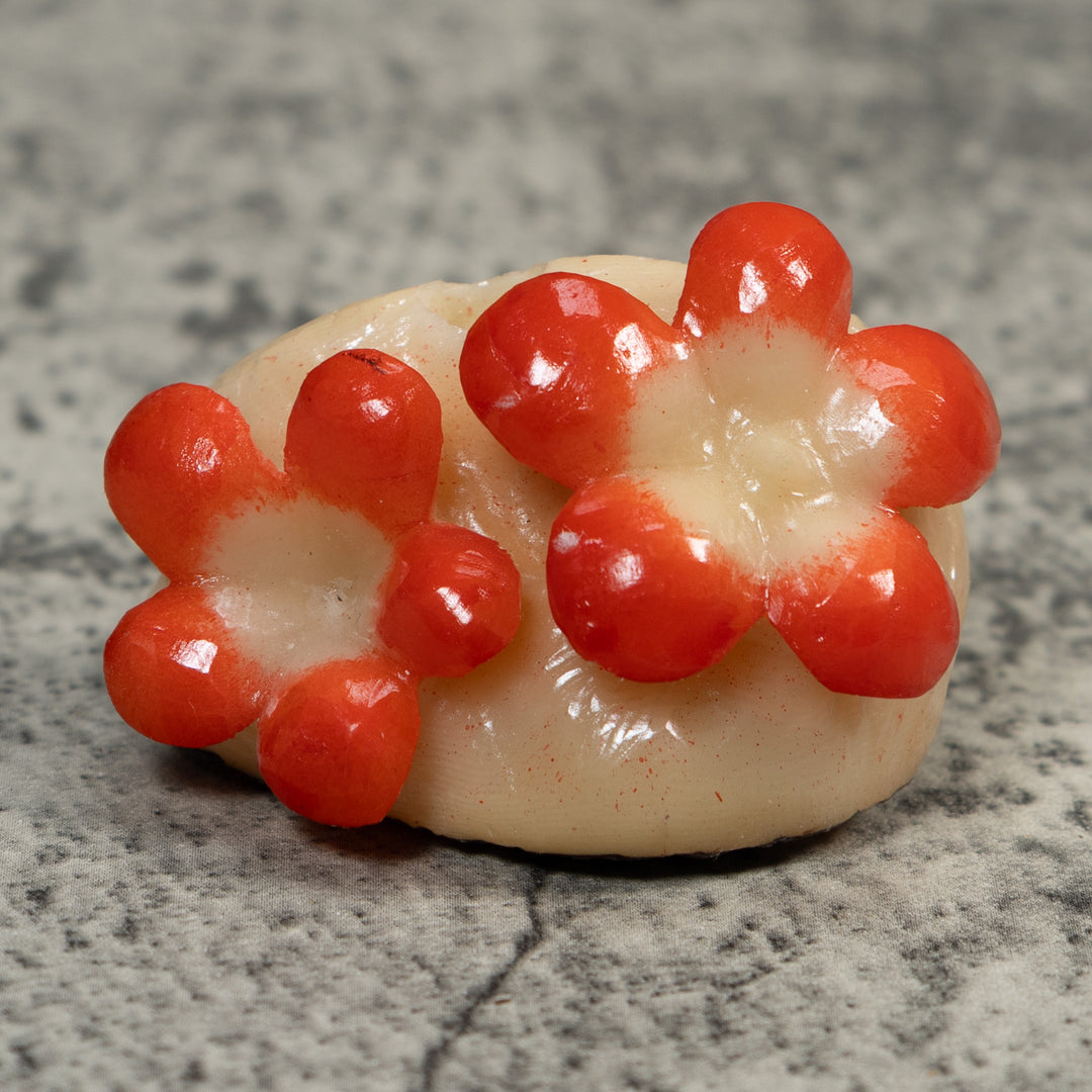Double Orange Flower Petals Tagua Carving