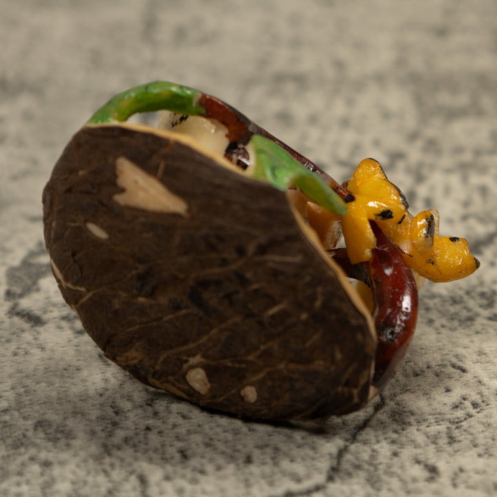 Snake And Golden Frog Tagua Carving