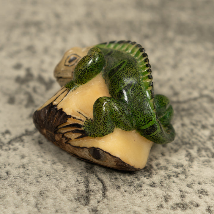 Green Iguana Lizard Tagua Carving
