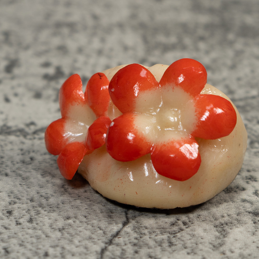 Double Orange Flower Petals Tagua Carving