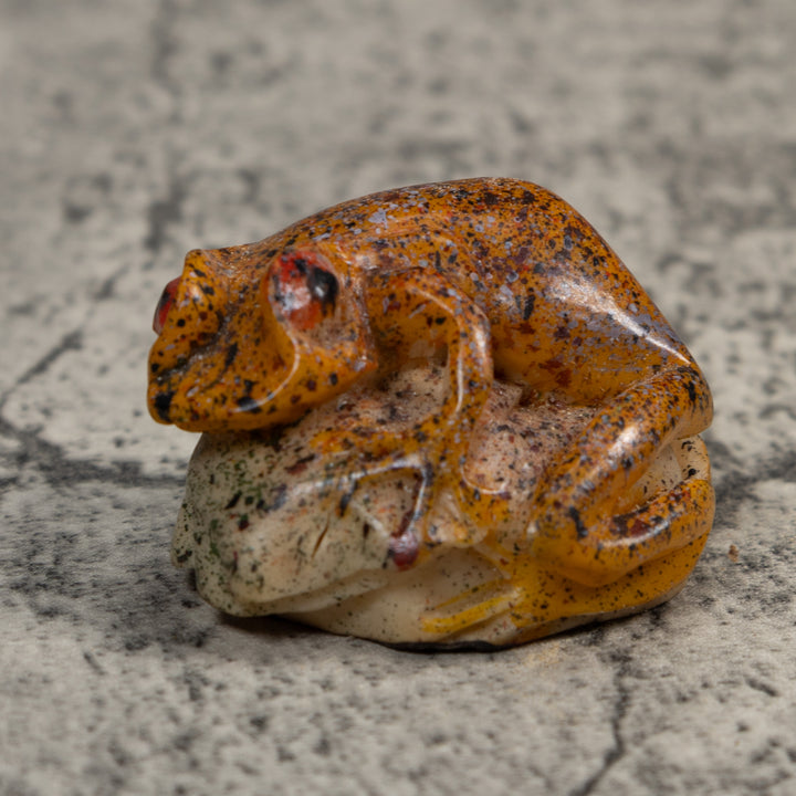 Sprinkled Orange Poison Dart Frog Tagua Carving