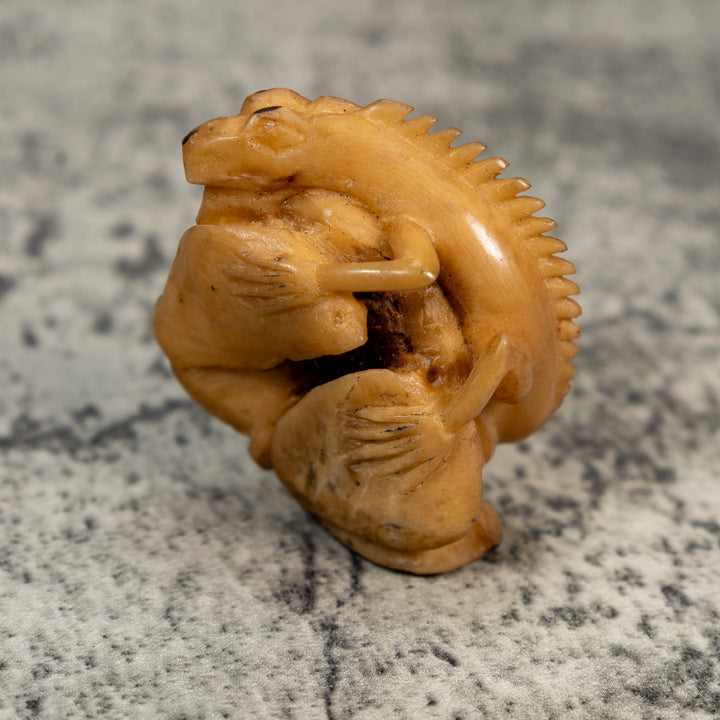 Vintage Natural White Dyed Iguana Lizard Tagua Carving