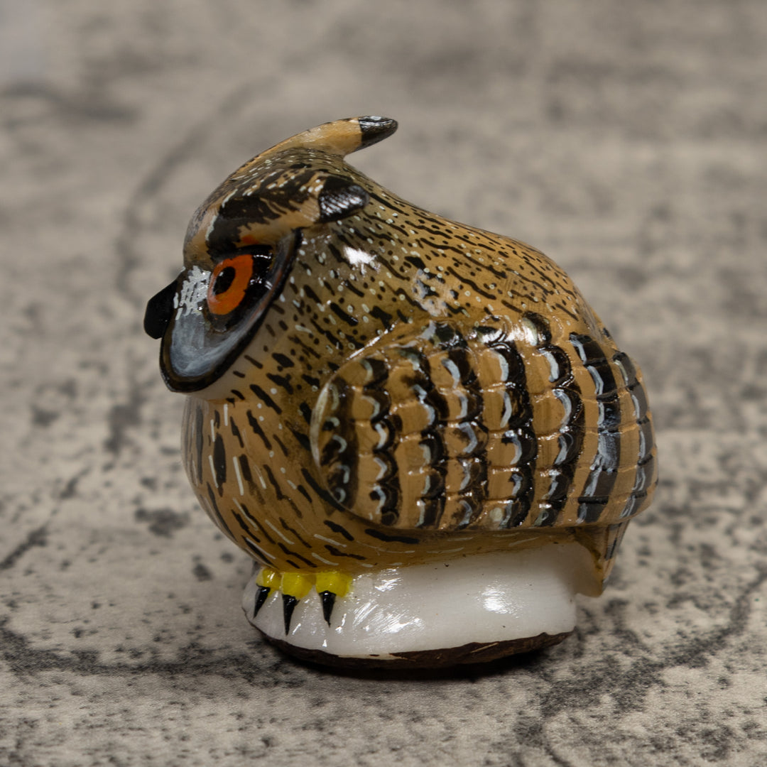 Hoot Owl Bird Tagua Carving