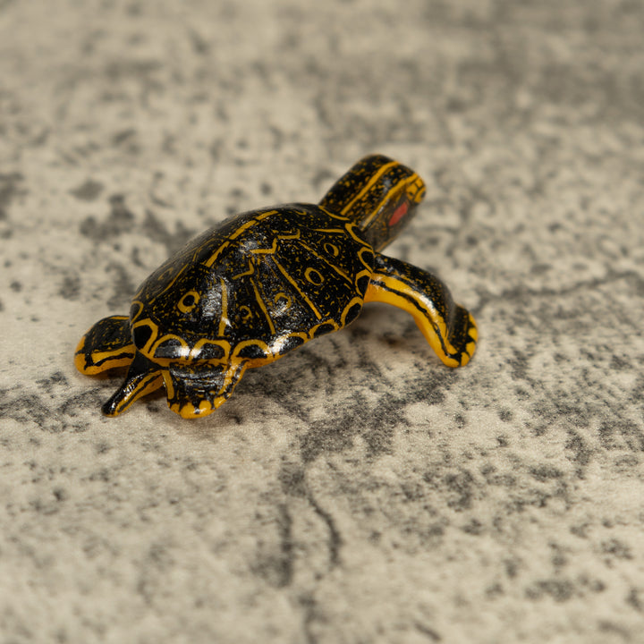 Free-Standing Black Gold And Red Tortoise Turtle Tagua Carving