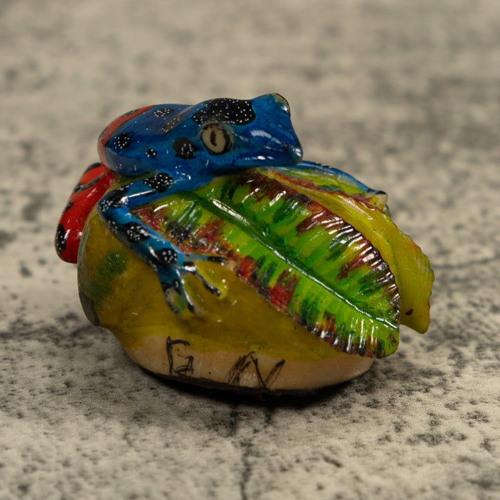 Blue And Red Poison Dart Frog Tagua Carving