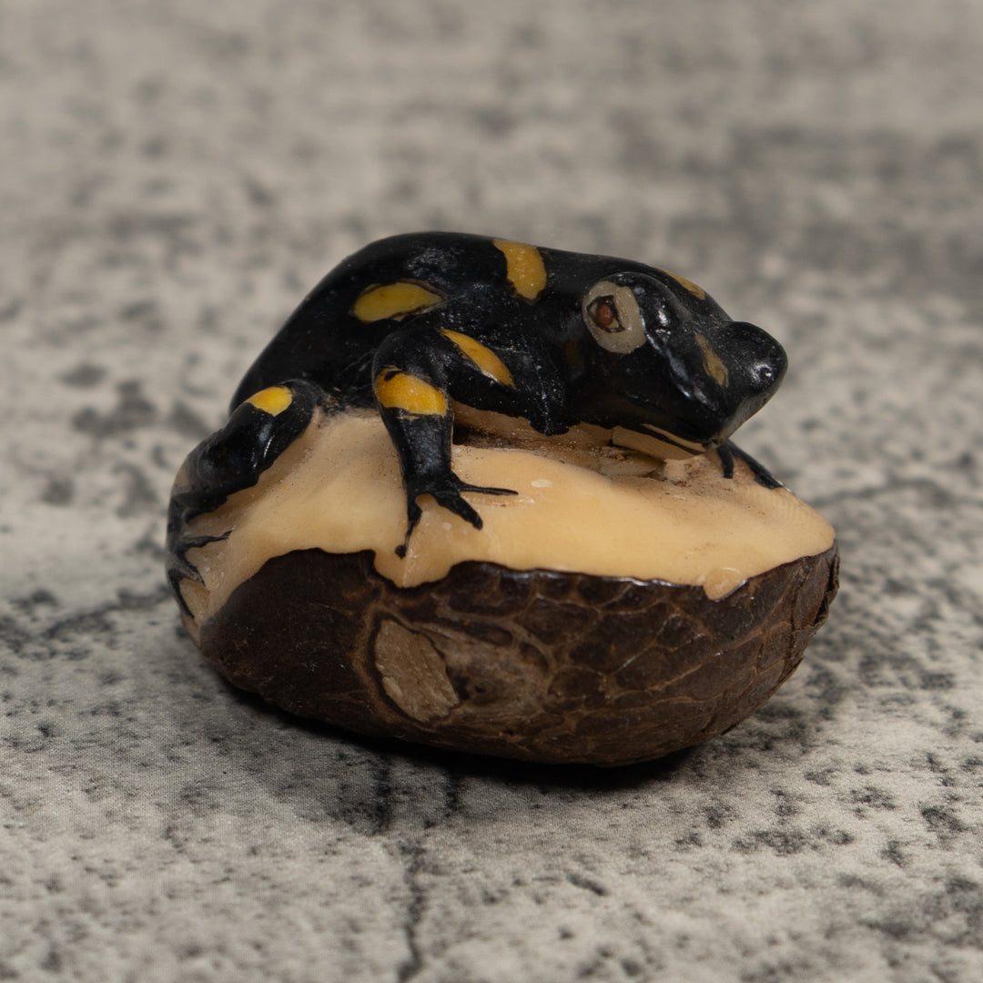 Yellow And Black Poison Dart Frog Tagua Carving