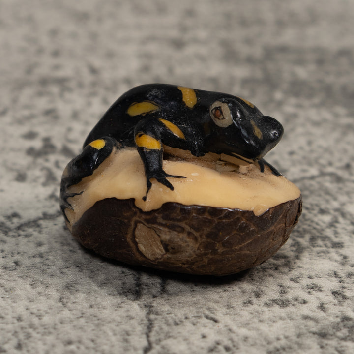 Yellow And Black Poison Dart Frog Tagua Carving