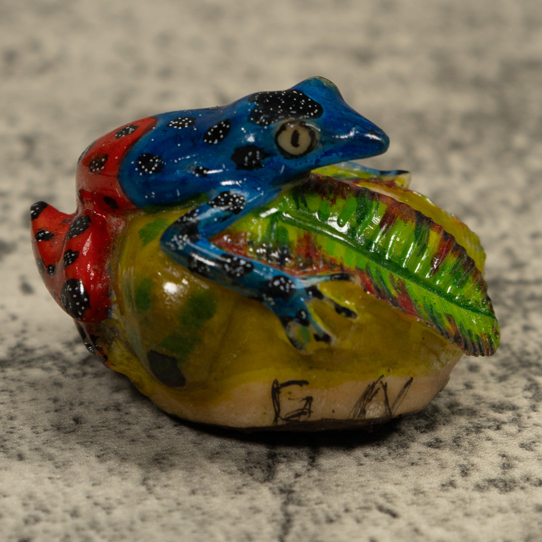 Blue And Red Poison Dart Frog Tagua Carving