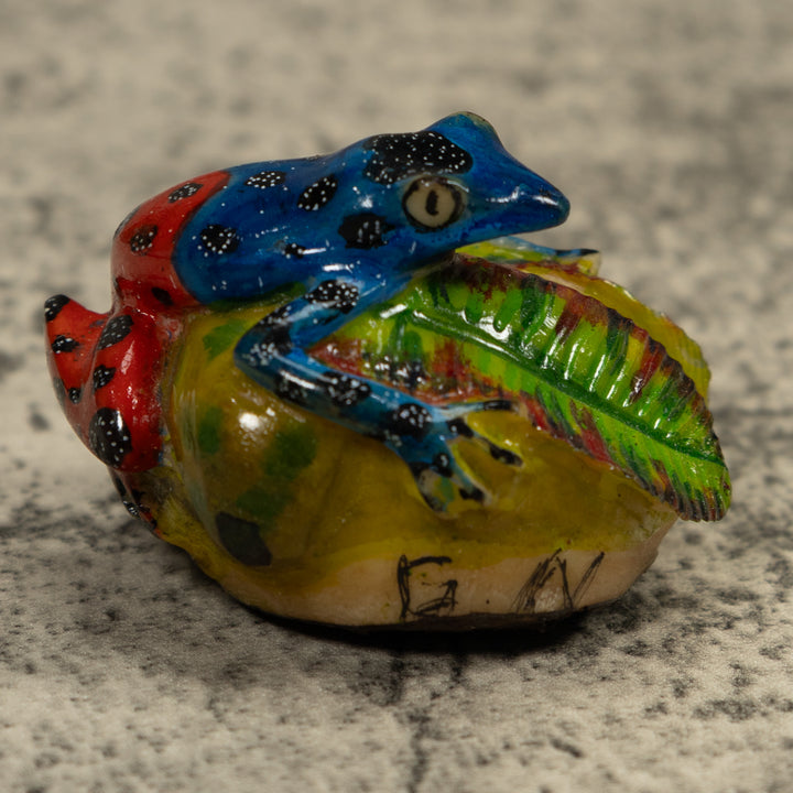 Blue And Red Poison Dart Frog Tagua Carving