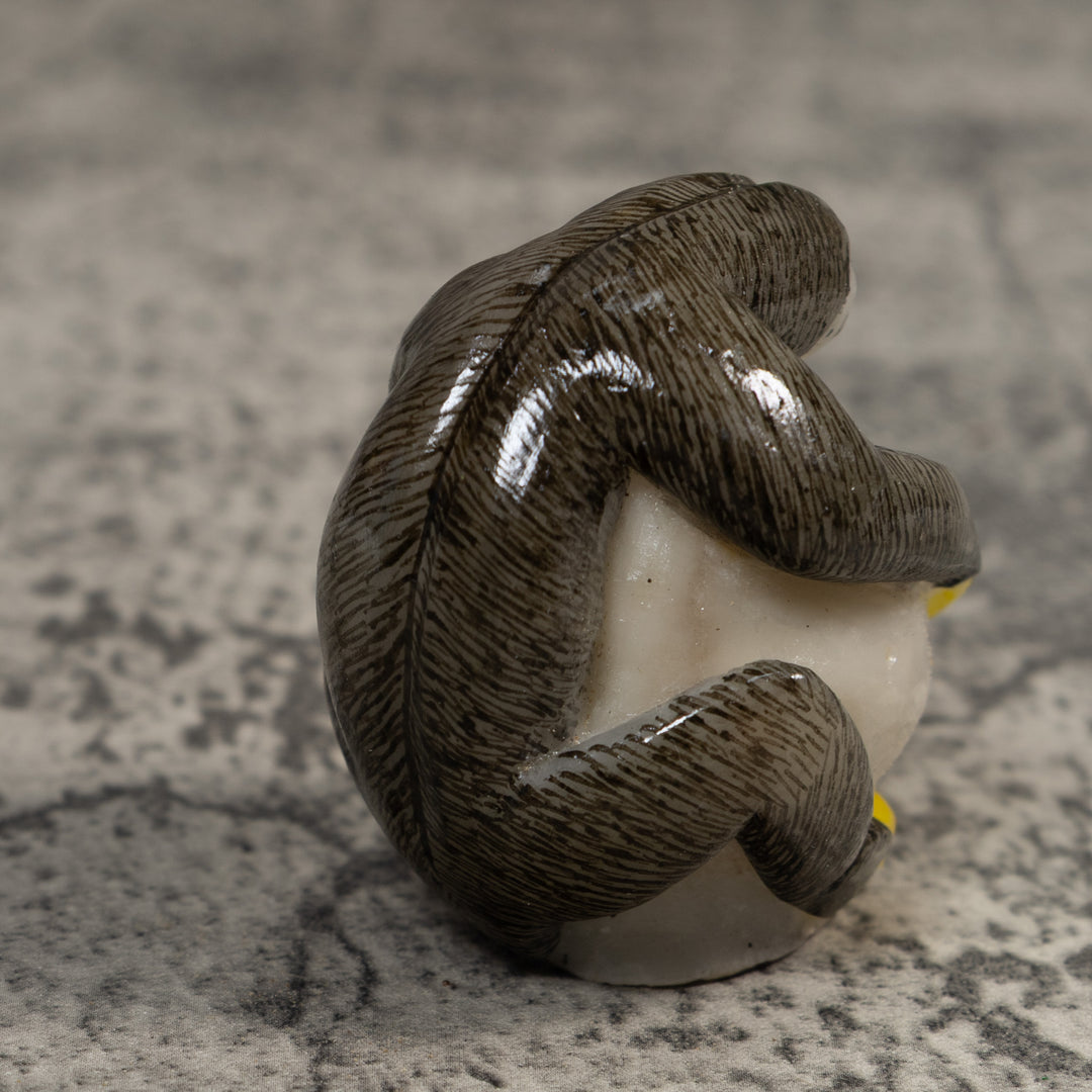 Gray And Yellow Sloth Tagua Carving