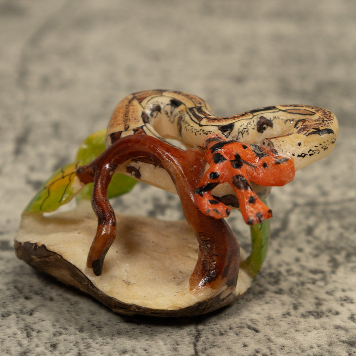 Snake Eating A Frog Tagua Carving