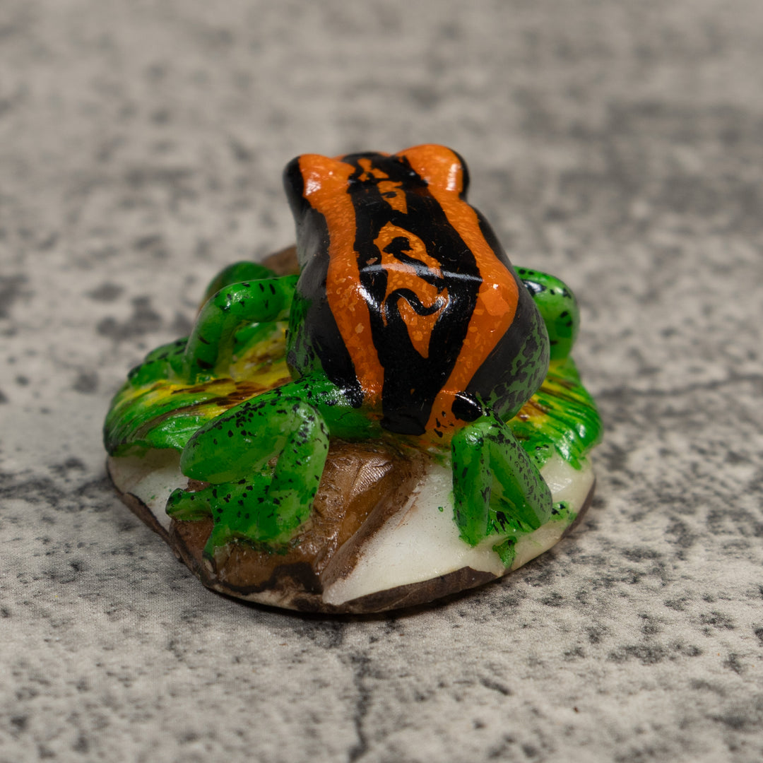Orange Green And Black Poison Dart Frog Tagua Carving
