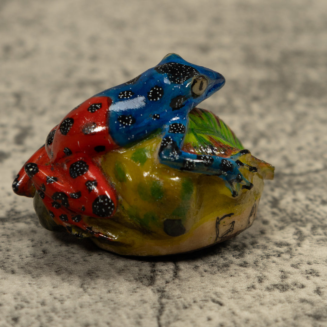 Blue And Red Poison Dart Frog Tagua Carving