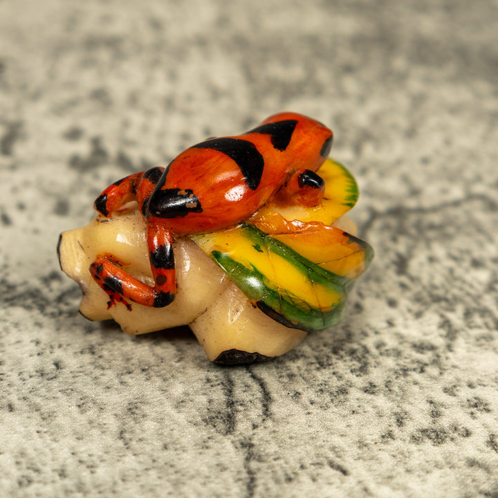 Orange And Black Poison Dart Frog Tagua Carving