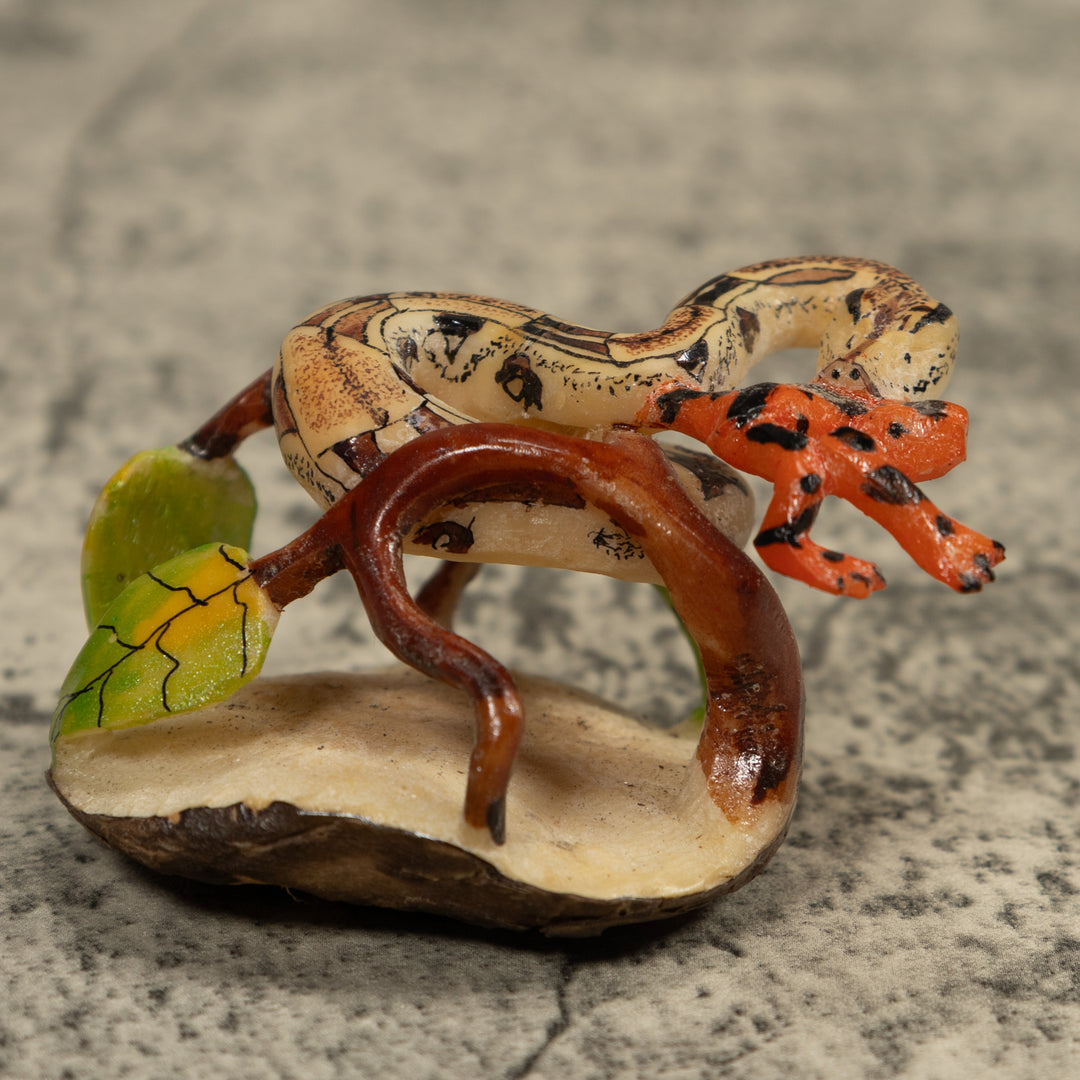Snake Eating A Frog Tagua Carving
