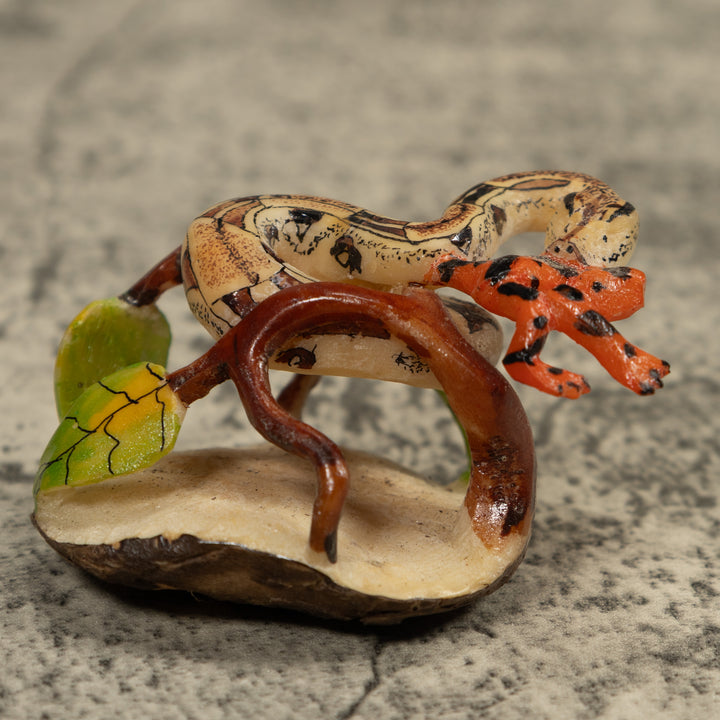 Snake Eating A Frog Tagua Carving