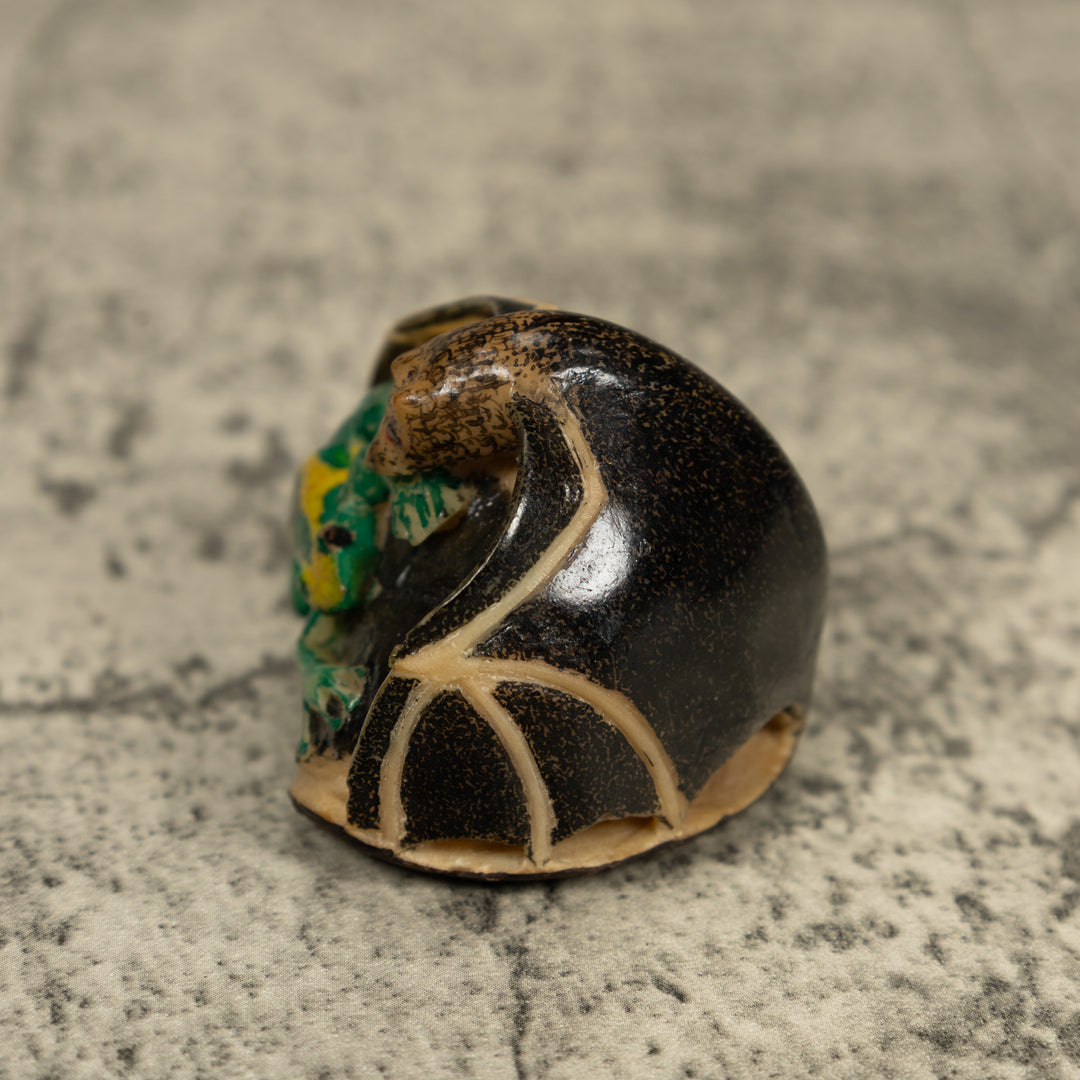 Vintage Vampire Bat And Frog Tagua Carving
