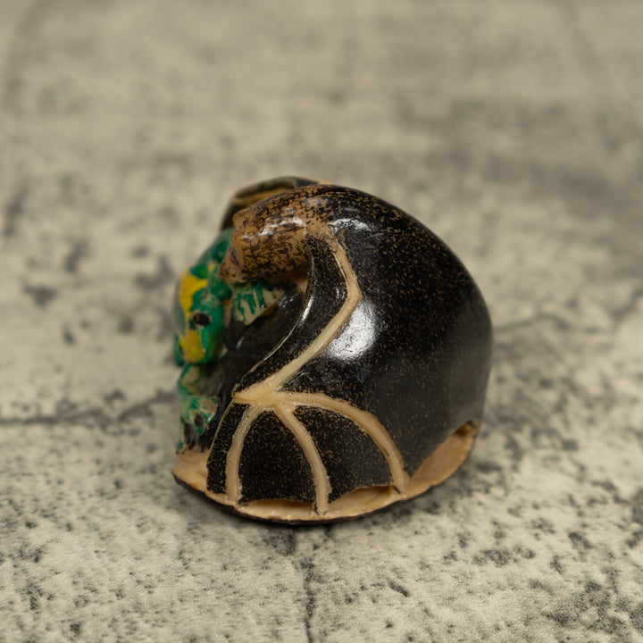 Vintage Vampire Bat And Frog Tagua Carving