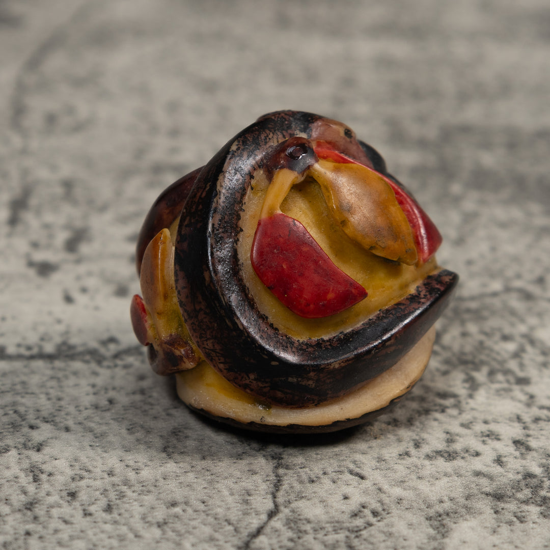 Vintage Black And Tan Gecko Lizard Tagua Carving