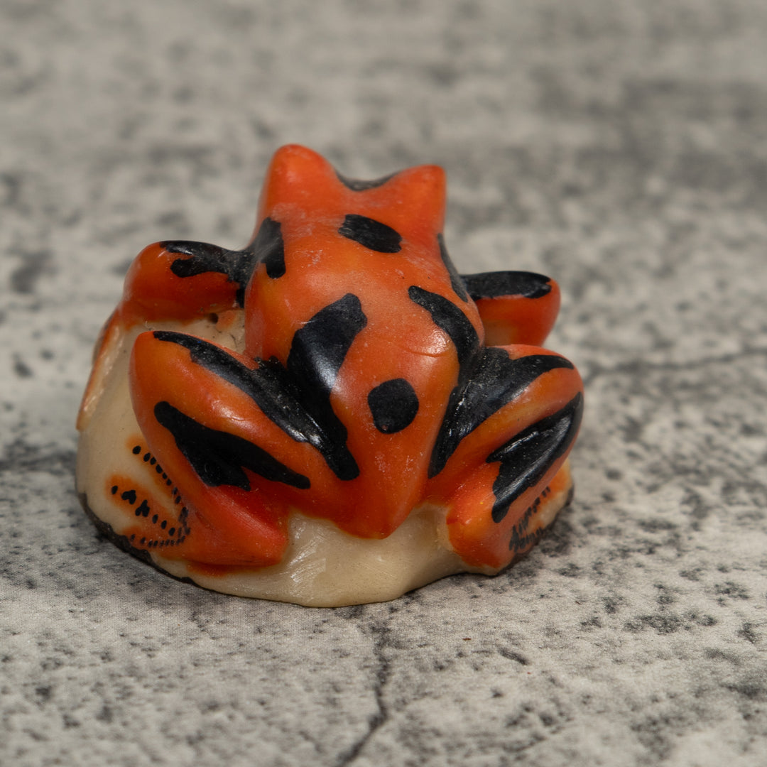Orange And Black Poison Dart Frog Tagua Carving