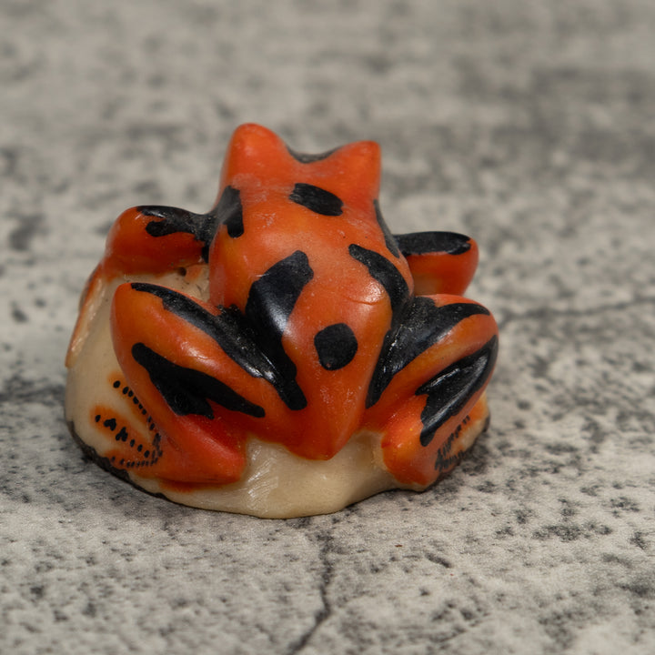Orange And Black Poison Dart Frog Tagua Carving