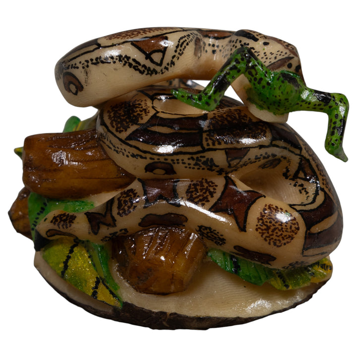 Snake Eating Frog Tagua Carving