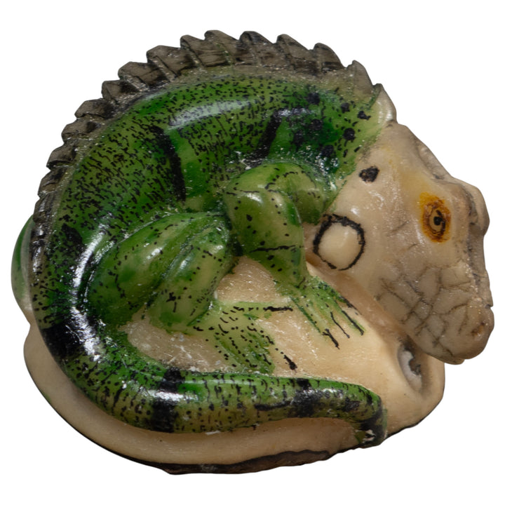 Vintage Green Iguana Lizard Tagua Carving
