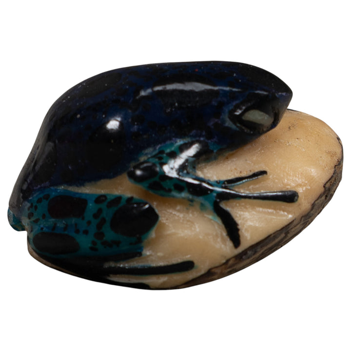 Vintage Black And Green Poison Dart Frog Tagua Carving