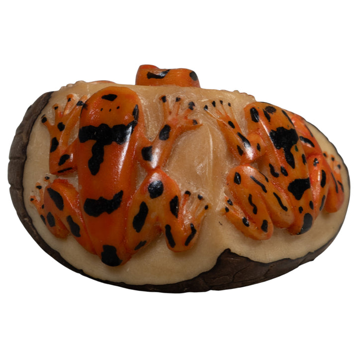 Triple Golden Frog Tagua Carving