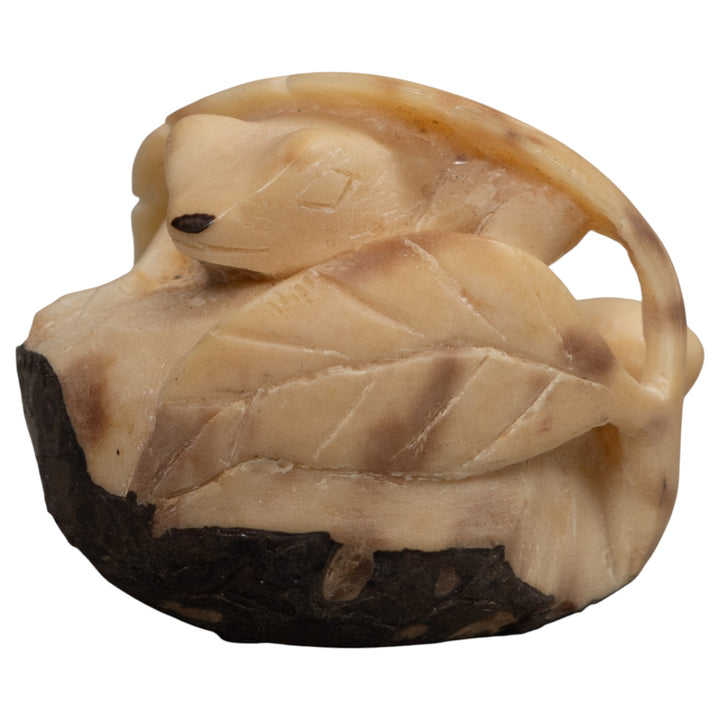 Vintage Frog And Foliage Tagua Carving