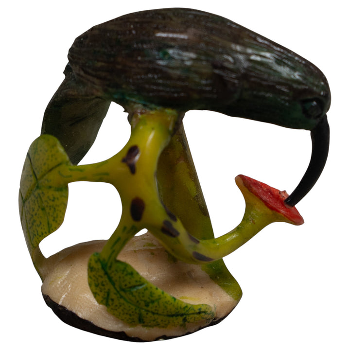 Vintage Dark Green And Red Hummingbird Tagua Carving