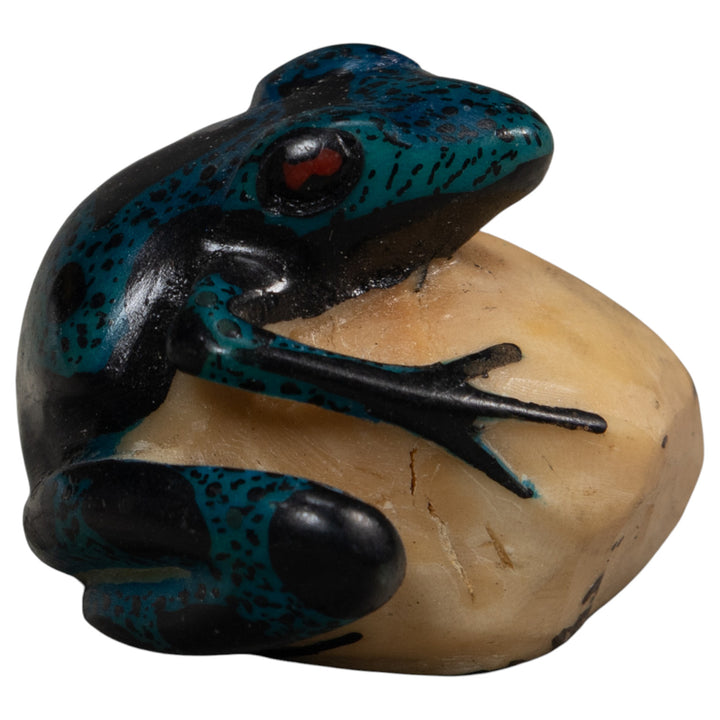 Blue And Black Poison Dart Frog Tagua Carving