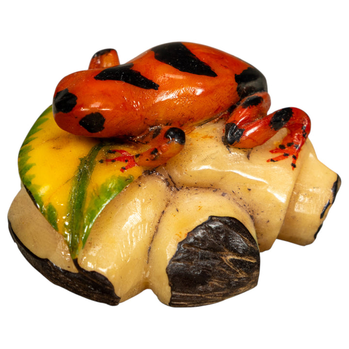 Orange And Black Poison Dart Frog Tagua Carving