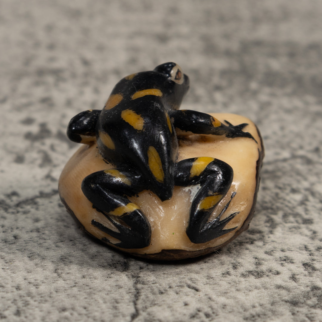 Yellow And Black Poison Dart Frog Tagua Carving
