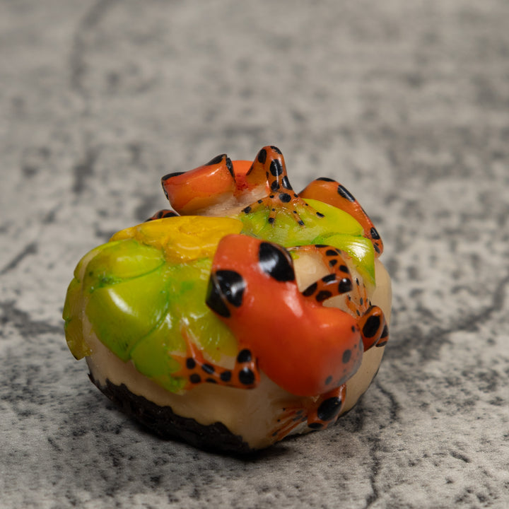 Orange And Black Double Poison Dart Frog Tagua Carving