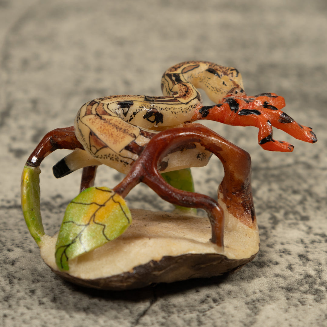 Snake Eating A Frog Tagua Carving